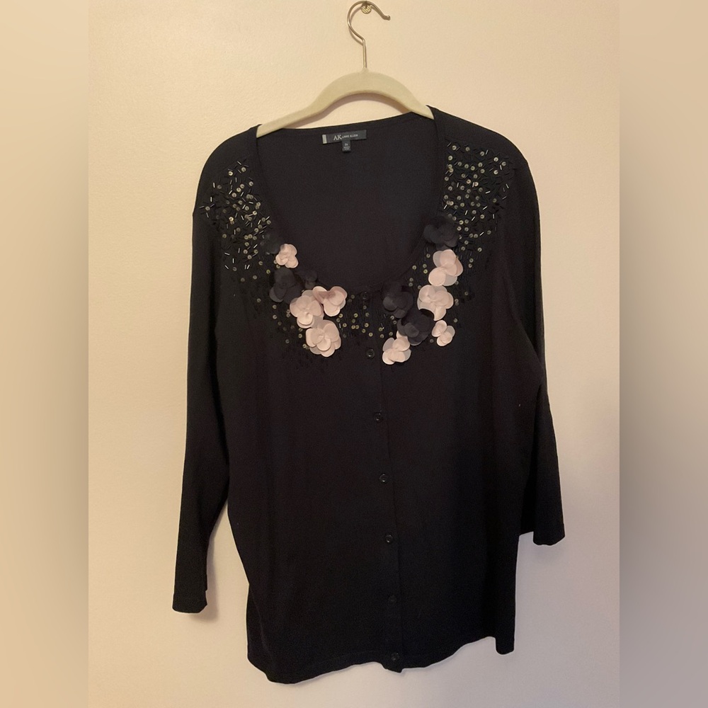Anne Klein Flower Detailed Cardigan